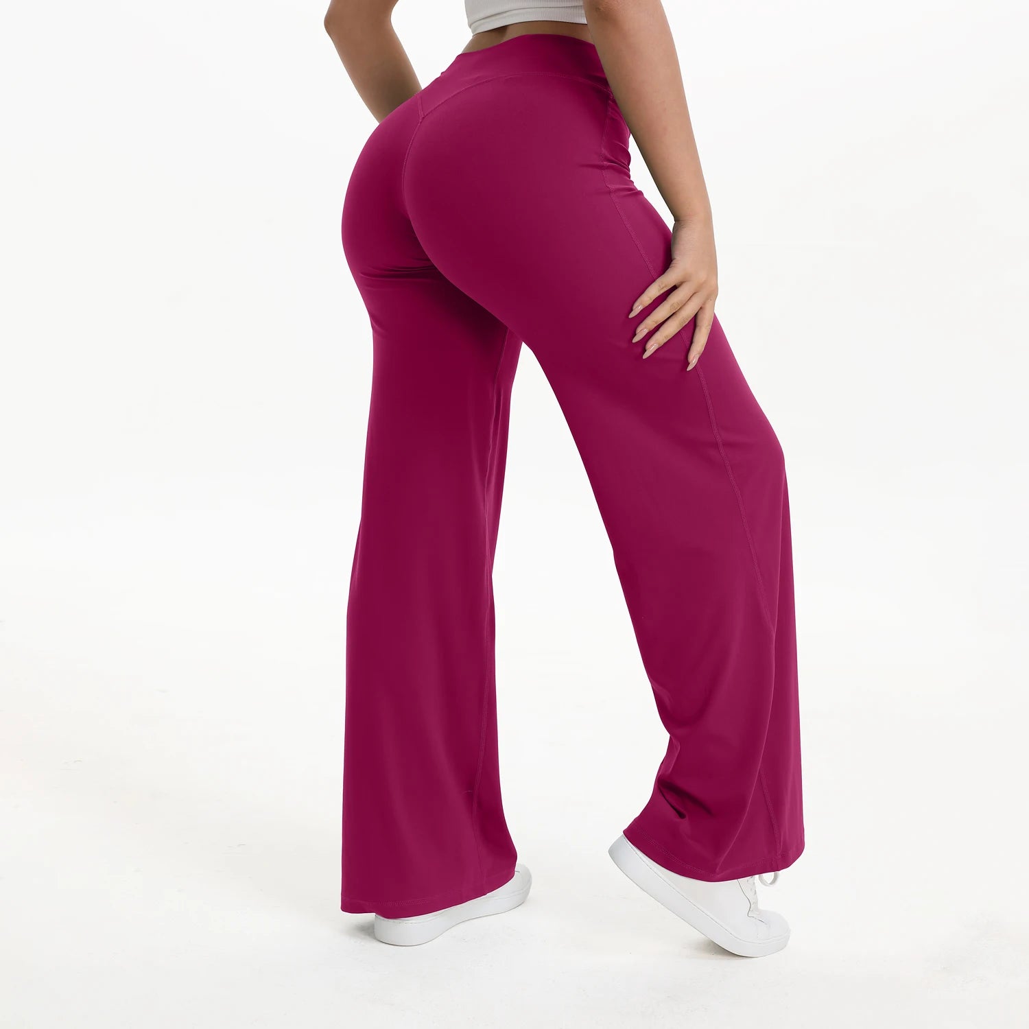 SoftMotion Straight Leg Bottoms Women's Mid-Waist Yoga Pants GYM Leggings Naked Feel Pilates Running Sports Trousers