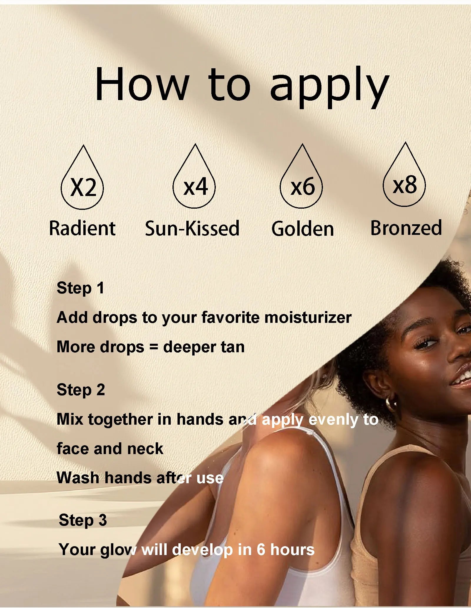 WK JALY Medium Self Tan Drops, Natural Glow Sun Bronzing Drops, Sunless Tanning for Face, Body, Add to Skin Care for Custom Tan