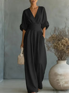 Solid Color Casual Loose Jumpsuits for Woman 2026 Summer Elegant Overalls Women's Jumpsuits And Rompers Bodysuit Female Clothes