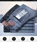 Wthinlee Business Men Jeans Casual Straight Stretch Fashion Classic Blue Black Work Denim Trousers Spring Summer Brand Clothing
