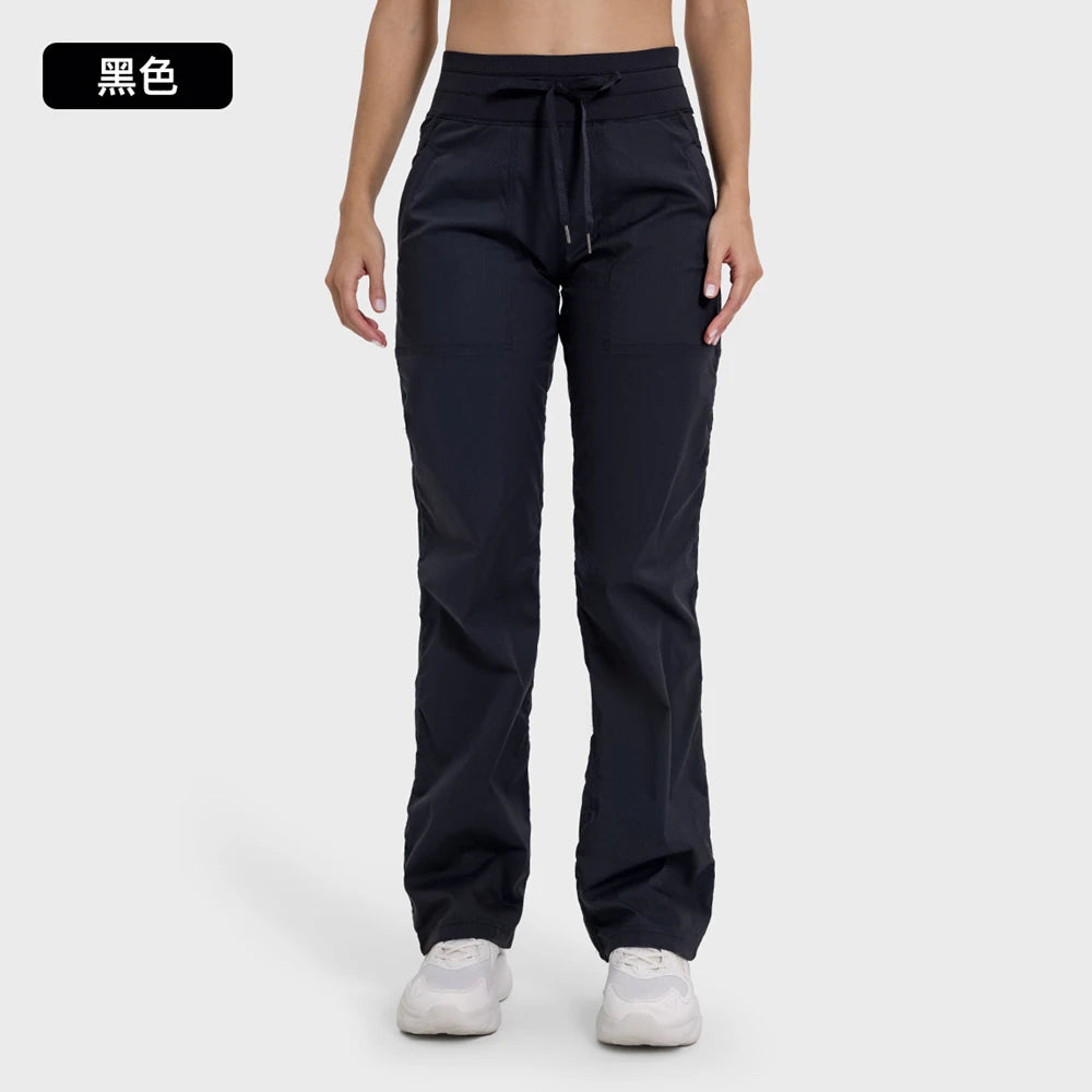 Women Quick Drying Sports Pants Lightweight Breathable Running Fitness High Waisted Loose Wide Leg Casual Yoga Pants 2024 Autumn