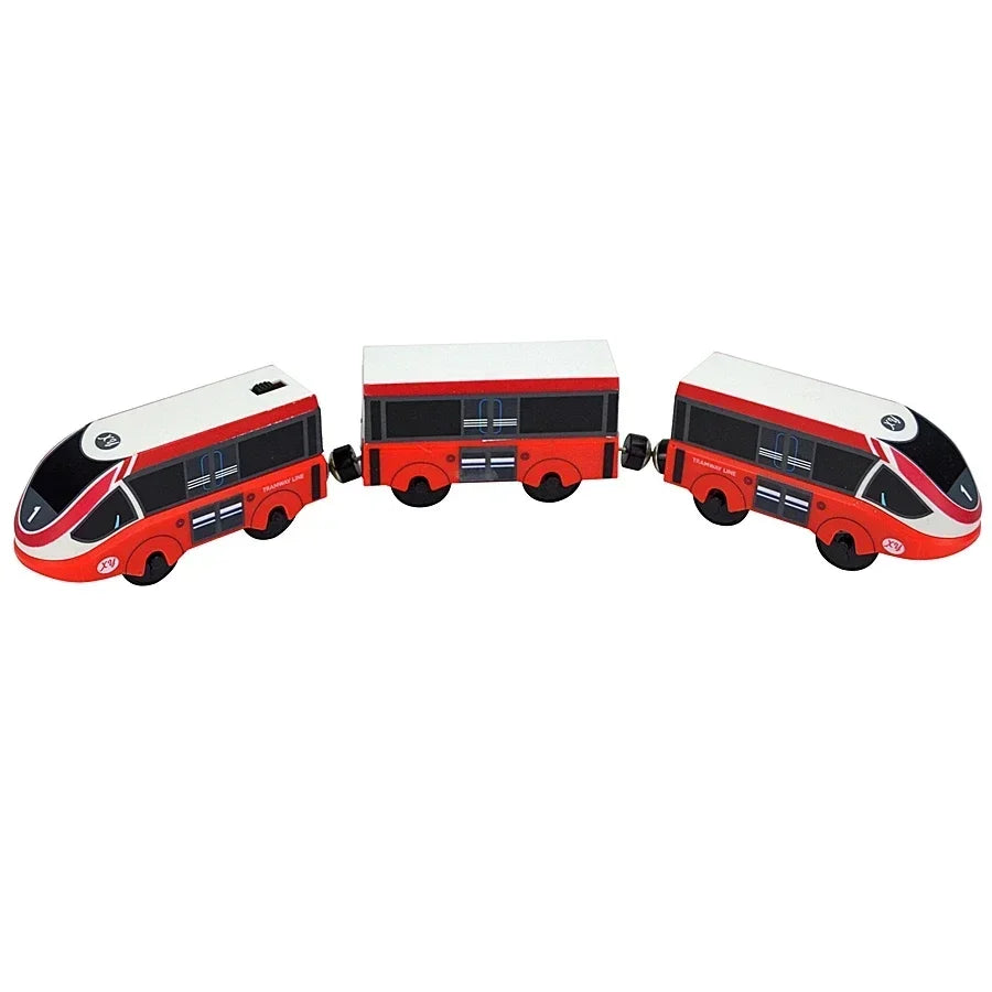 Wooden Train Toys Train Track Magnetic Set Electric Car Locomotive Diecast Slot Fit All Wood Brand Biro Railway Tracks For Kids