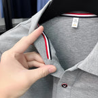 luxury brand men's high quality short sleeves polo shirt lapel embroidery puppy cuff stripe t-shirt business leisure men's wear