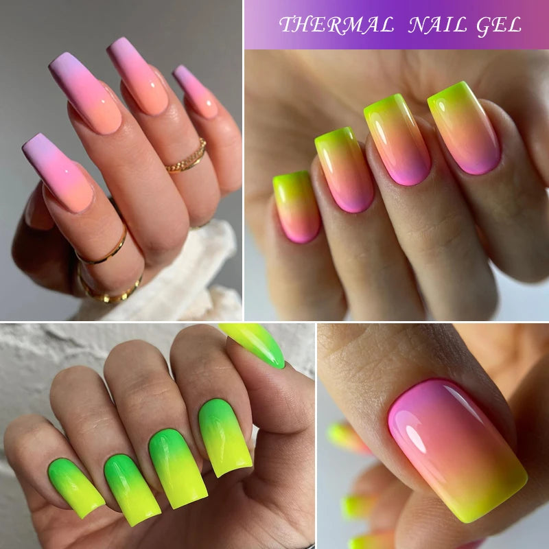LILYCUTE 7ML 6PCS Neon Gel Nail Polish Set fluorescent Series Color Changing Semi Permanent Soak Off Manicure kit Nail Art Gel