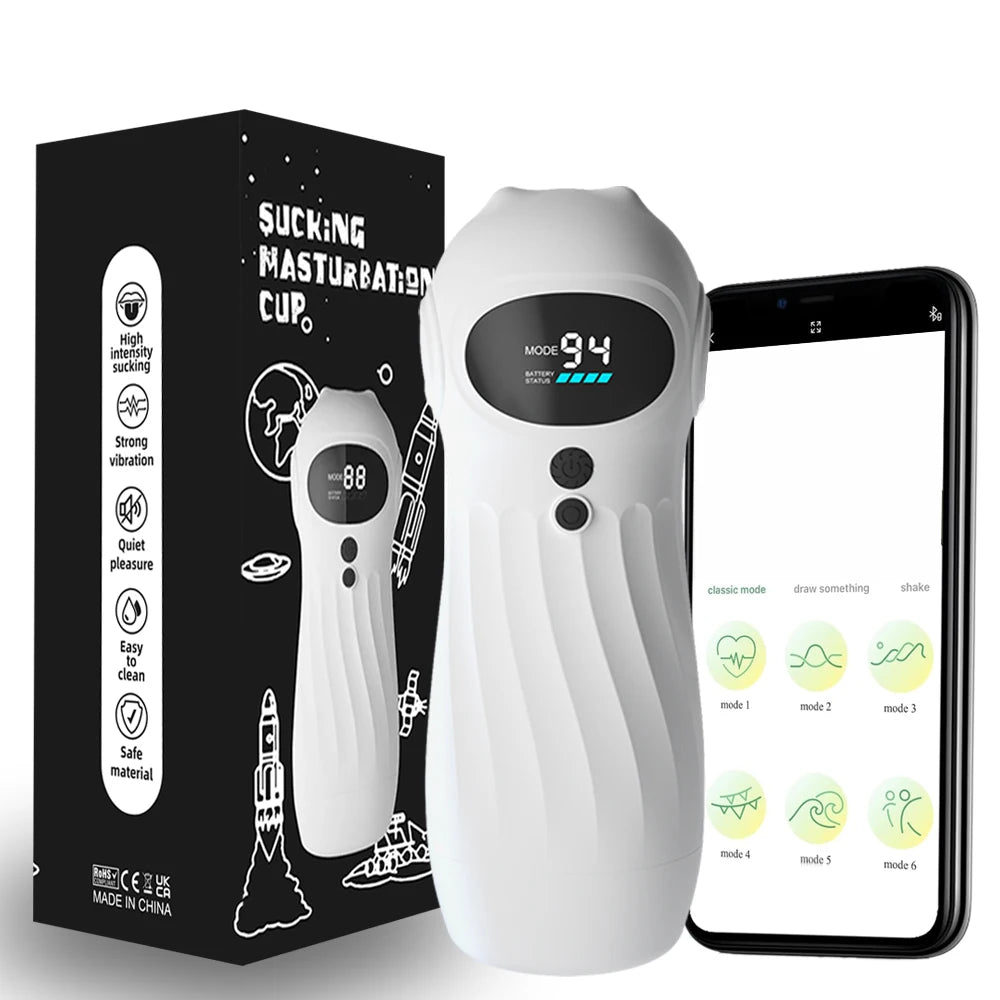 APP Remote Automatic Sucking Male Masturbator Cup Real Vagina Vibration Blowjob Masturbation Heated Sex Machines Toys For Man Main image