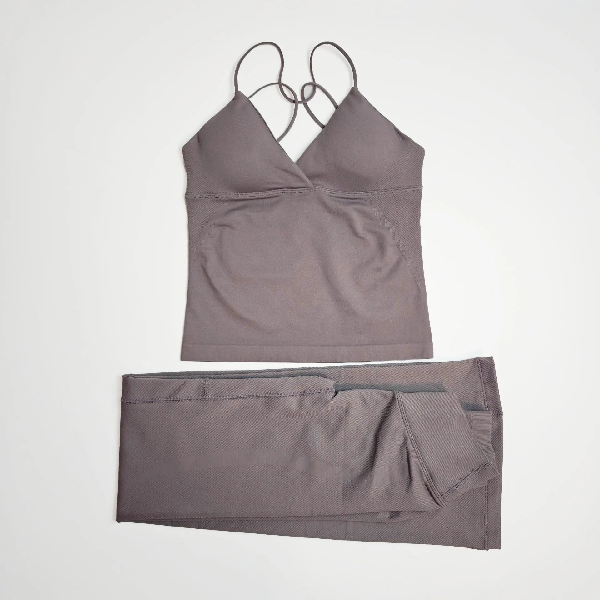 NCLAGEN Women Sportwear Vision Set Twist Front Longline Top + Flares 2 Pieces Fitness Suit Workout Running Outfit Gym Clothing