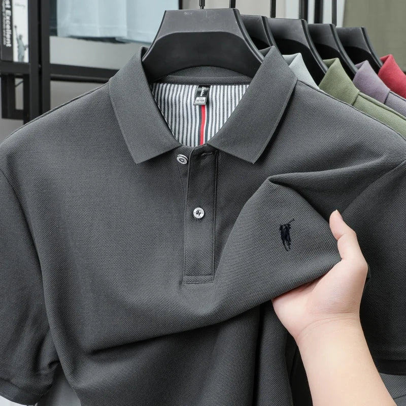 100% pure cotton short sleeved polo shirt high-end luxury brand fashion Paul Pony embroidery golf men's business casual T-shirt