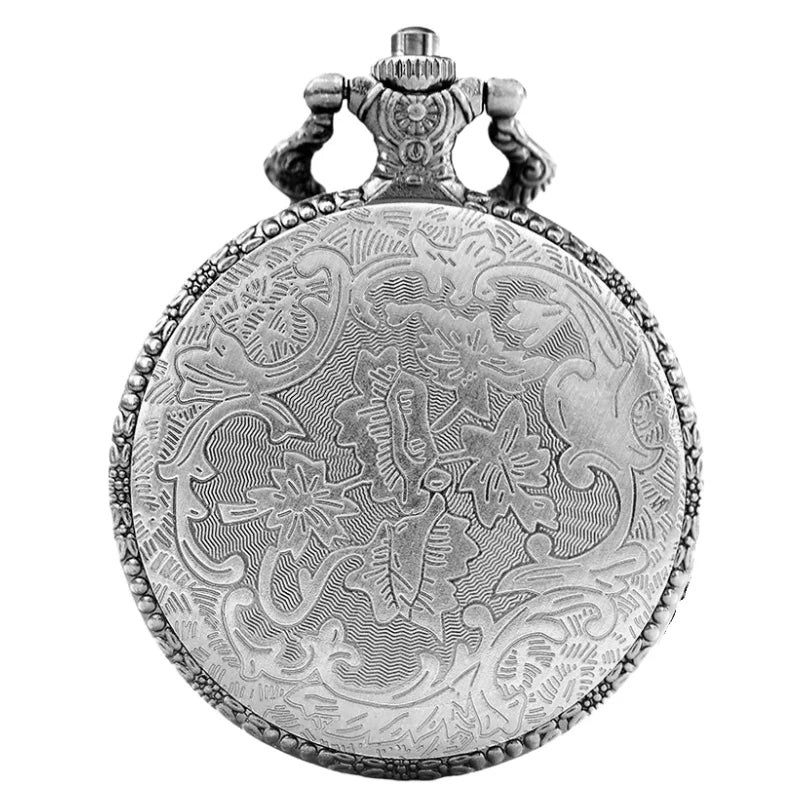 Vintage steampunk handsome dragon group carved quartz pocket watch necklace pendant clock chain men's and women's gifts
