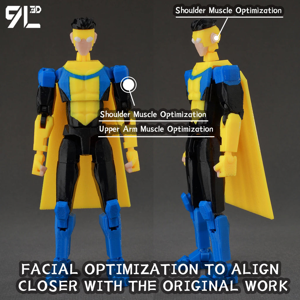 9L3D Superhero Team Invincible Boy Heroes Action Figure Lucky13 Dummy13 Multi-Colored T13 Multi-Jointed Collectible Toys Titan13