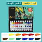 Acrylic paint set, 36 colors, each bottle 0.41 fluid ounces (12 ml), 36-color acrylic paints, non-fading, rich in color, suitabl
