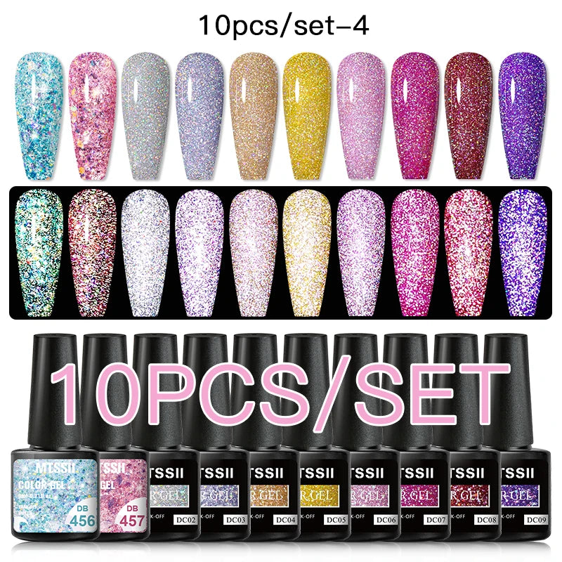 10/12PCS/SET Cat Magnetic Gel Nail Polish Set 9D Reflective Glitter Gel Semi Permanent UV Gel Soak Off Sparkling Nail Art Kits