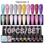 10/12PCS/SET Cat Magnetic Gel Nail Polish Set 9D Reflective Glitter Gel Semi Permanent UV Gel Soak Off Sparkling Nail Art Kits