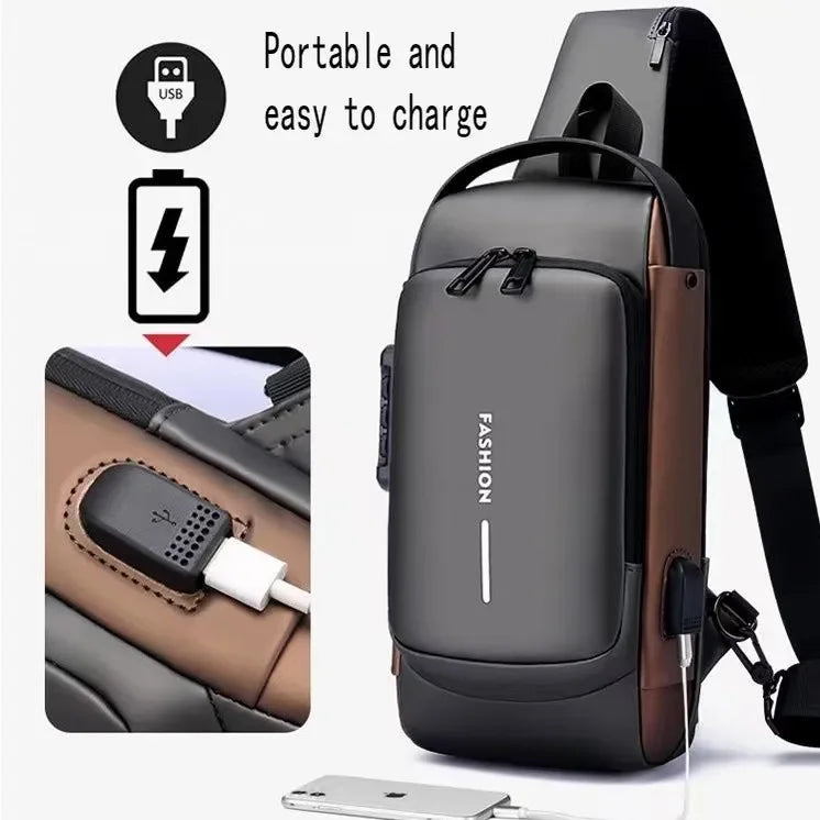 Multifunction Designer Anti-theft USB Shoulder Bag Crossbody Travel Sling Pack Messenger Pack Chest Bag Male Luxury Brand Men Image principale du produit