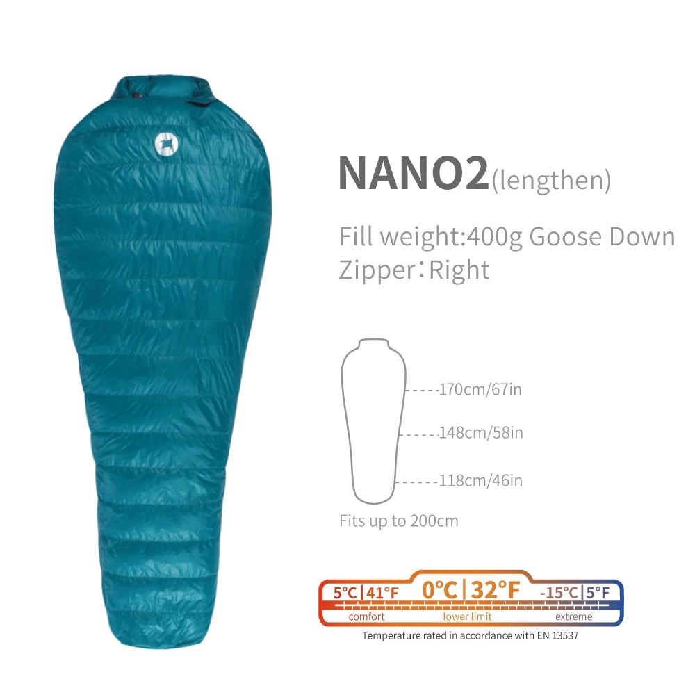 AEGISMAX Nano2 Upgrade 0 Degree 800FP Goose Down Sleeping Bag Outdoor Ultralight Camping Hiking Sleeping Bag for Men & Women