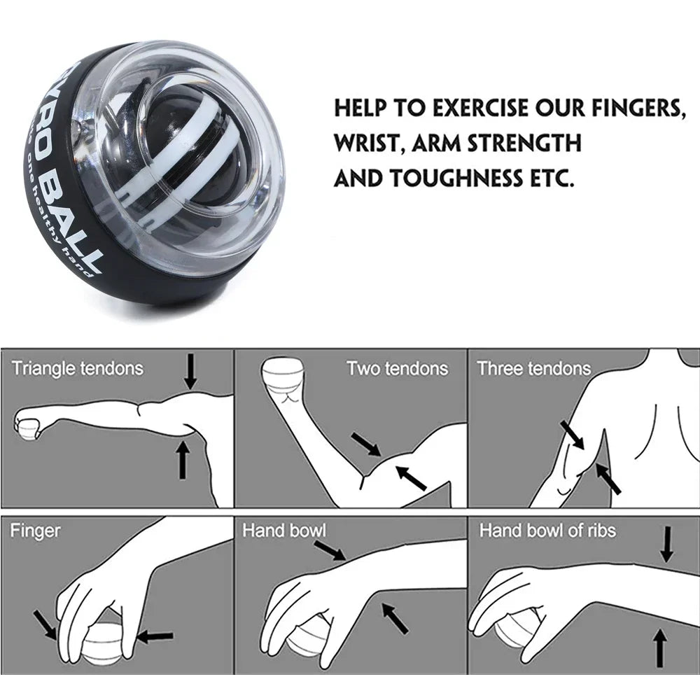 1PCS Auto-Start Gyro Ball Wrist And Forearm Exerciser Hand Arm Finger Grip Strengthener for Muscle Training Fitness Tool