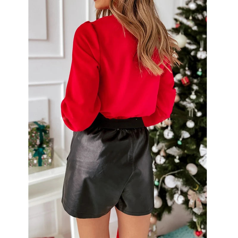 2026 Spring New Women's Stand-up Collar Long-sleeved Shirts, Fashion Office Casual Shirt, White Red Black Camisa Female Chemise Secondary image