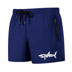 Shark Graphic Men's Board Shorts Summer Casual Beach Shorts with Mesh Liner Zipper Pockets Quick Dry Swim Trunks Bathing Suit