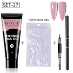 LILYCUTE 15ml Extension Gel Nail Polish Set Quick Nail Prolong With Extend Mold Nail Tips Acrylic Solution Manicure Tools Kit