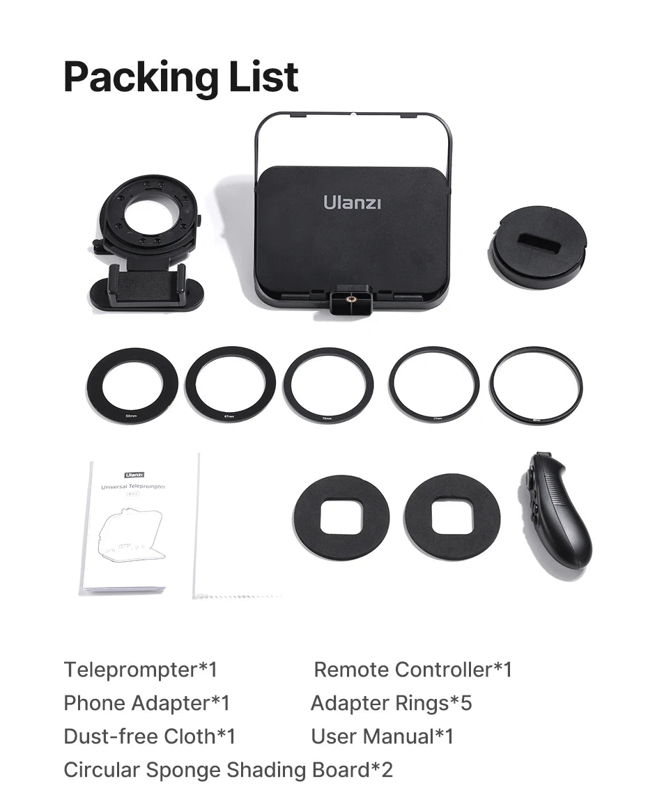 Ulanzi RT02 Universal Teleprompter Prompter DSLR Camera Smartphone Tablet Laptop Teleprompter Live Streaming Video Recording
