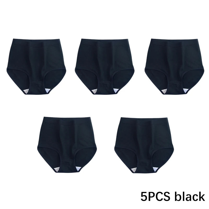 FallSweet 5PCS/set Women’s Cotton Panties Seamless Plus Size Briefs Solid Underwear Soft Breathable Underpants Female Lingerie