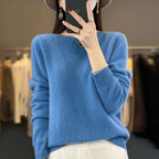 100% Merino Wool Sweater Women O-neck Cashmere Knitwear Female Pullover Autumn Winter Casual Tops Solid Color Soft  Clothing