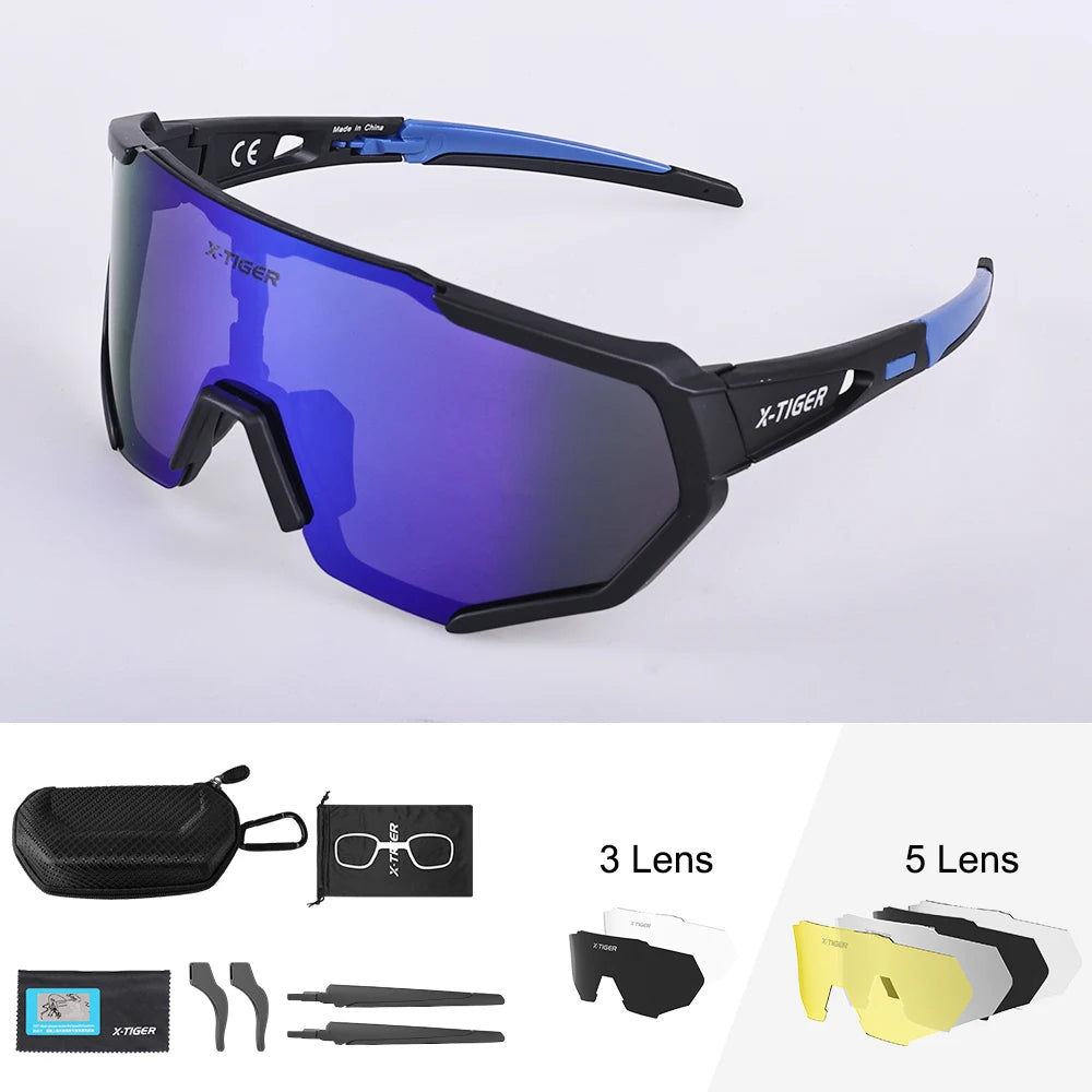 X-TIGER Cycling Glasses Polarized Glasses Bike Eyewear Sports Men's Photochromic Sunglasses MTB Road Bicycle Goggles 3/5 Lens