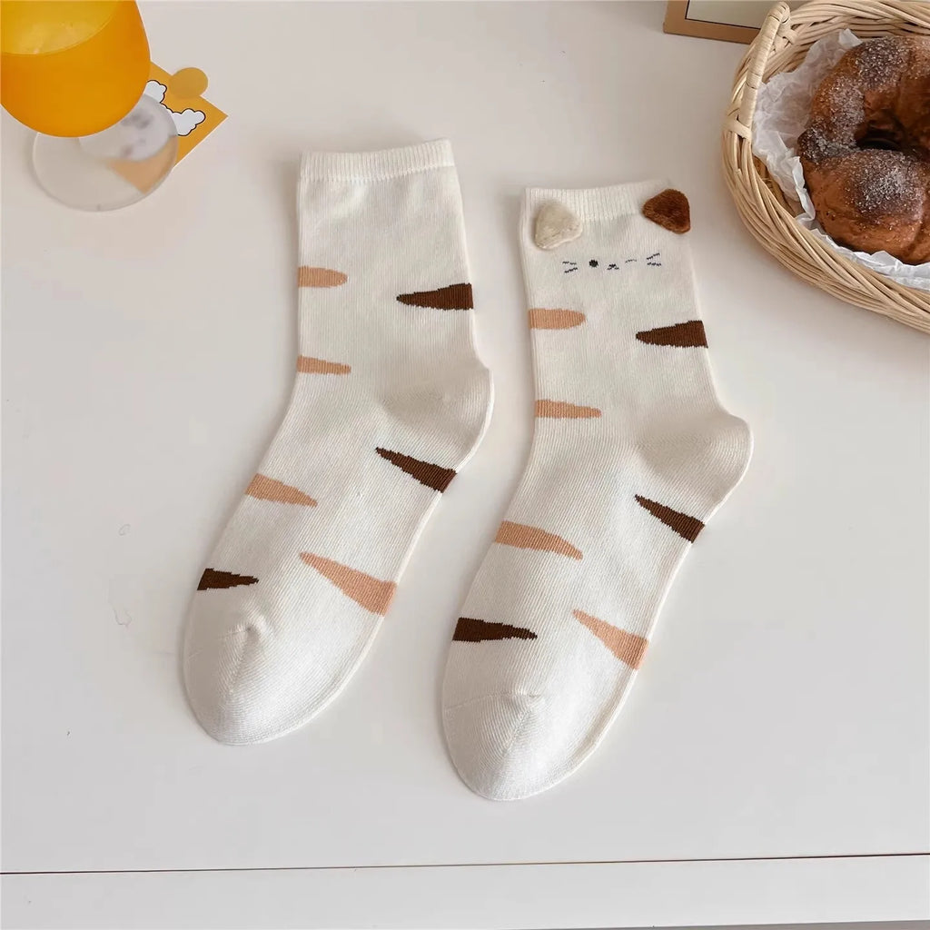 Fashion Sweet Cute 3D Animal Ears Pig Hosiery Winter Warm Cartoon Socks for Children Harajuku Cotton Soft Home Floor Sock