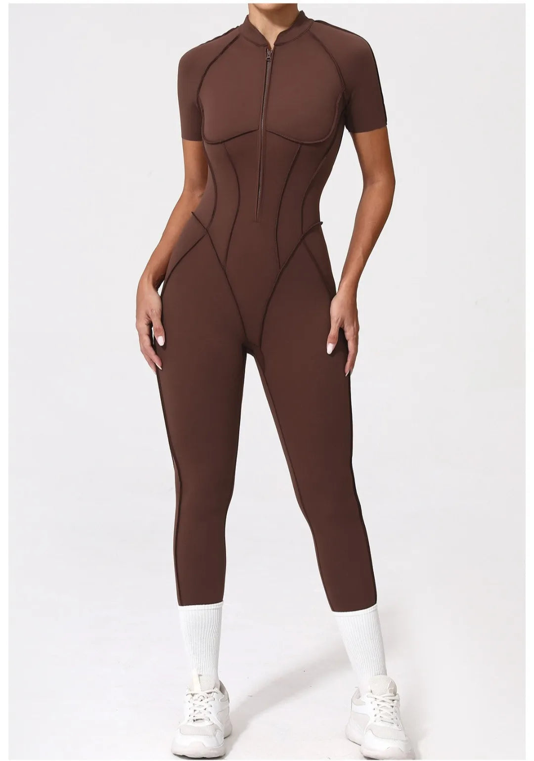 Women's Yoga Jumpsuit Hip Lift Sports Fitness Removable Padding Backless Zipper Leggings One-Piece Running Workout Gym Jumpsuit
