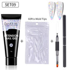 LILYCUTE 15ml Extension Gel Nail Polish Set Quick Nail Prolong With Extend Mold Nail Tips Acrylic Solution Manicure Tools Kit