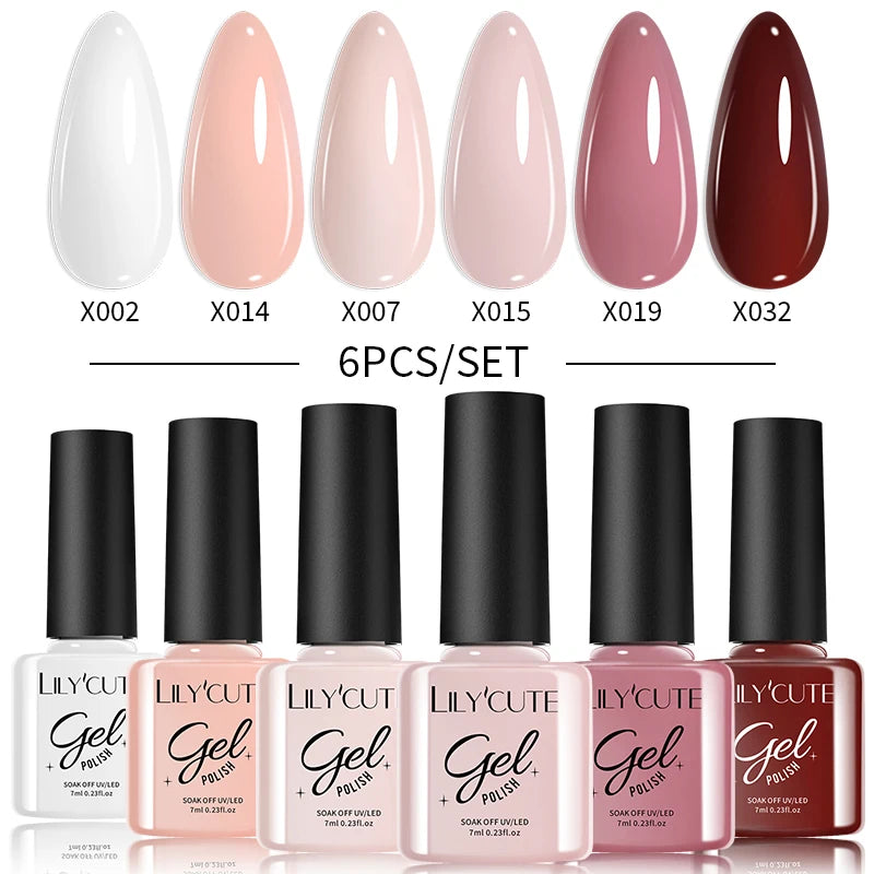 LILYCUTE Nail Gel Polish Set Pink Green Spring DIY Nail Art Design Long Lasting Soak Off UV Gel Manicure Painting Gel Vernis Kit