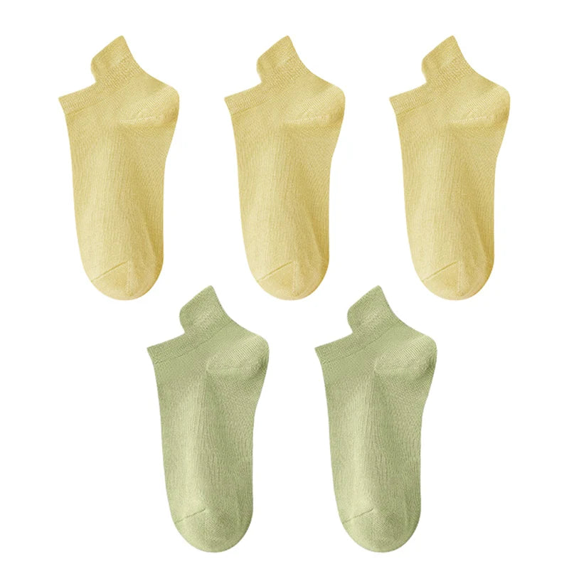 10pieces=5 Pairs Women Socks Casual Breathable High Quality Ankle Sock Summer Low Cut Cotton Thin Short Elastic Sox calcetines