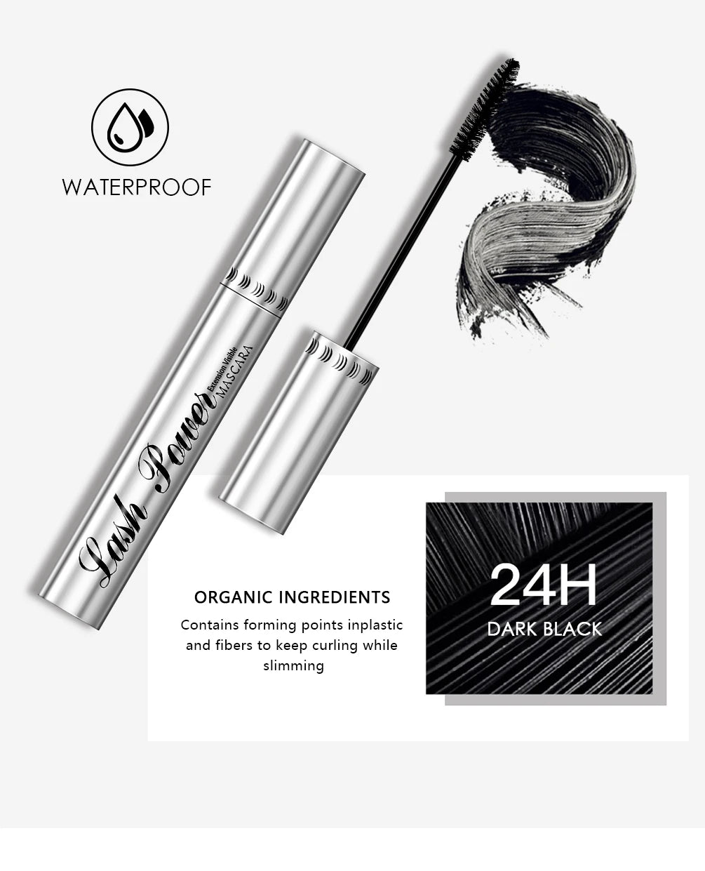 QIBEST 4D Black Mascara Waterproof Lengthening Curling Eye Lashes Rimel Mascara Silk Fiber Women Mascara Extra Volume 5g Makeup