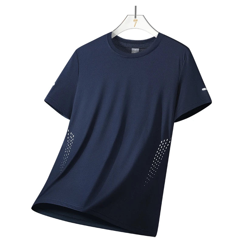CHRLCK Men's Hiking Quick Drying T-shirts Breathable Running Fishing Tees Soft Elasticity Outdoor Sports Short Shirt Summer