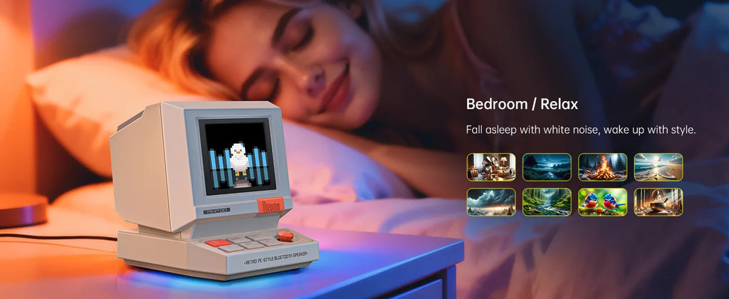 Divoom MiniToo Retro Bluetooth Speaker Portable Pixel Display Music Box Retro Computer Style Speaker Gift