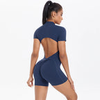 Zipper Gym Jumpsuit Short Women Yoga Sets Sports Outfits Female Yoga Overalls Workout Clothes Fitness Suit Woman's Tracksuit