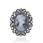 Vintage Victorian Design Queen's Cameo Brooch Pin, Antique Wedding Beauty Jewelry Gift, Elegant Style