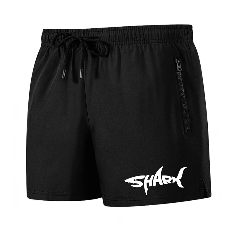 Shark Graphic Men's Board Shorts Summer Casual Beach Shorts with Mesh Liner Zipper Pockets Quick Dry Swim Trunks Bathing Suit