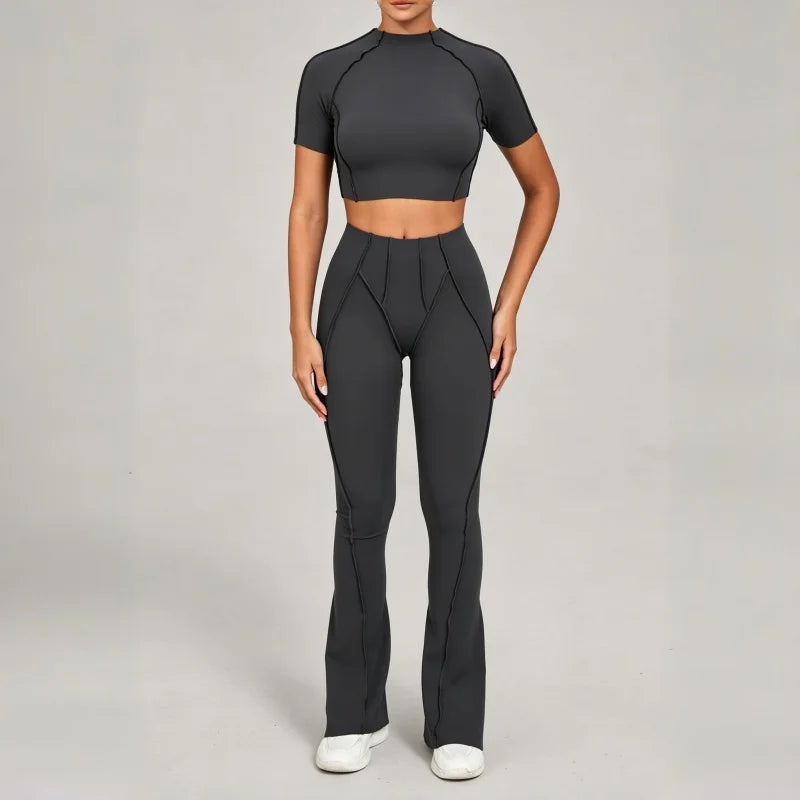 Seamless Yoga Sets Sports Fitness High Waist Hip-lifting Shapeing Trousers Backless Bra Suit Workout Gym Leggings Sets for Women