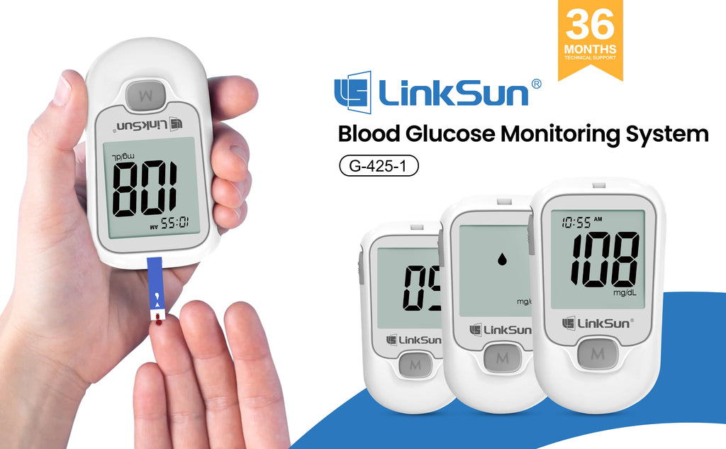 LinkSun G-425-1 Blood Glucose Meter 50/100 pcs Test Strips and Lancets Diabetes Medical  Glucosemeter Testing Blood Sugar Tester