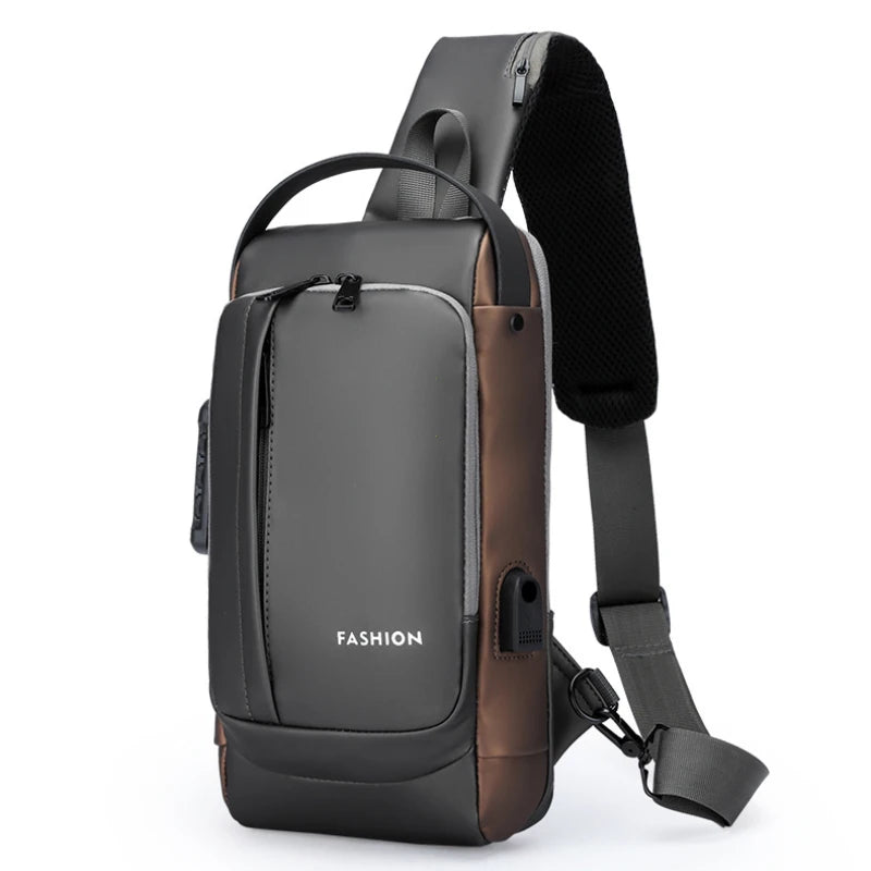 Men Anti Theft Chest Bag Shoulder Bags USB Charging Crossbody Package School Short Trip Messengers Bags Men's Oxford Sling Pack