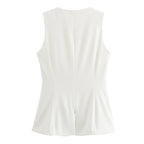 MUJER 2025 White Sleeveless Vest Women Button Summer Vests for Women Jacket Pink Vest Top Women Streetwear Women's Tailored Vest