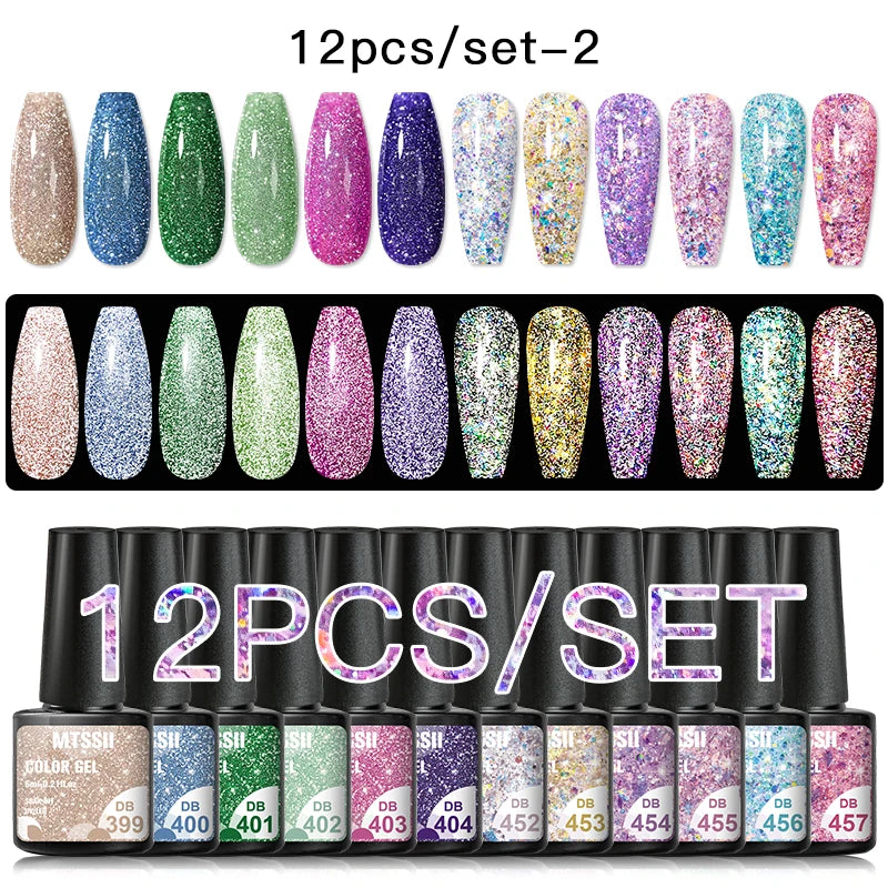 10/12PCS/SET Cat Magnetic Gel Nail Polish Set 9D Reflective Glitter Gel Semi Permanent UV Gel Soak Off Sparkling Nail Art Kits