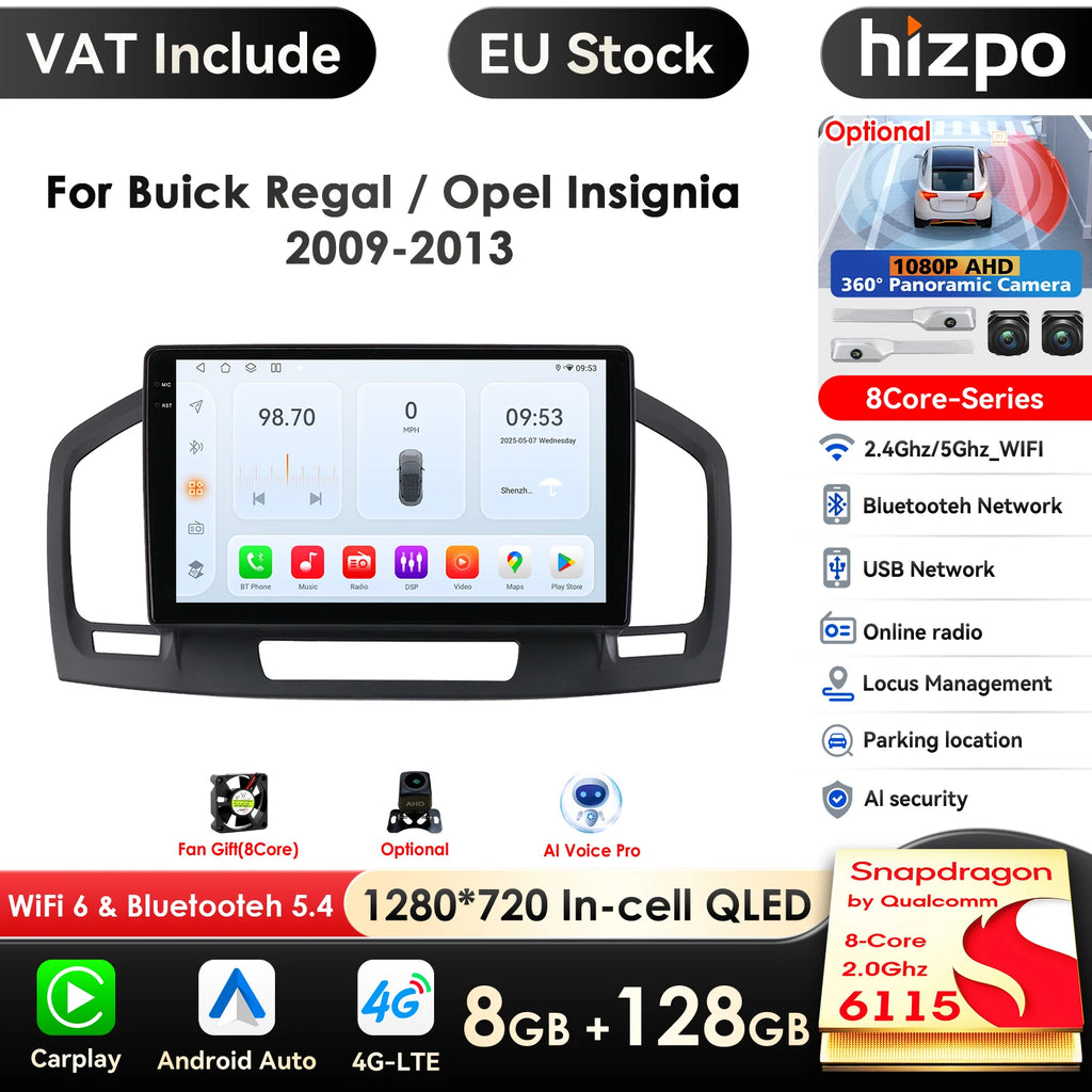 9inch 7862 QLED Screen 2din Android Car Radio Multimedia Video Player for Buick Regal 1 Opel Insignia GPS Navi Carplay 4G RDS BT