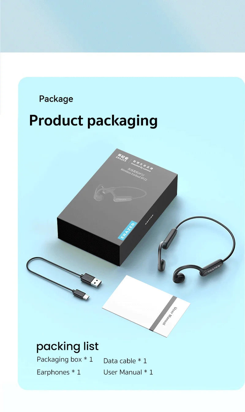 ERAZER XF22 Earphone Bluetooth 5.4 Sports Wireless Headphones Bone Conduction Headsets with Mic Neckband headphones