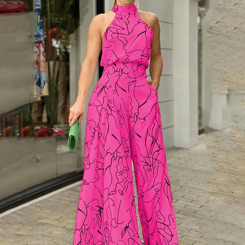 Sexy Sleeveless Jumpsuit Office Lady Spring Summer Fashion Casual Off Shoulder Print Jumpsuits For Women 2024 One Piece Rompers Secondary image