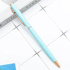 20-200 Pens New Slim Metal Ballpoint Pens Rose Gold Custom Logo Advertising Lettering Engraved Name School Office Supplies Gifts