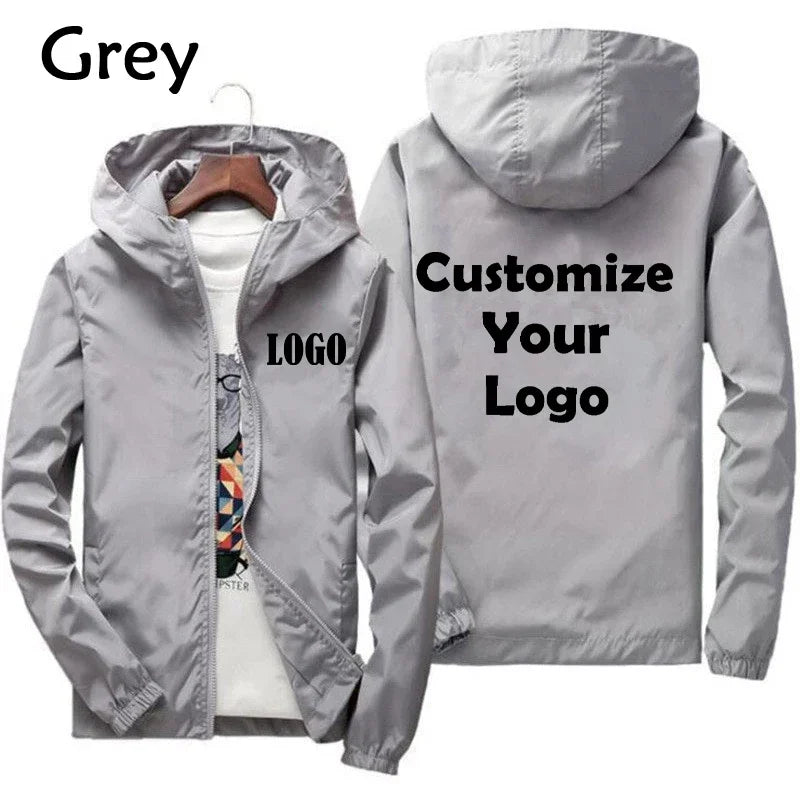 Customized Travel Team Zipper Jacket, Men's and Women's Hooded Unisex UV Resistant Waterproof Jacket, Outerwear, Spring, Summer,