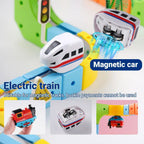 Magnetic Electric Train Car Locomotive Wooden Track Slot Diecast Railway With Two Carriages Train Wood Kid Toy Biro Track