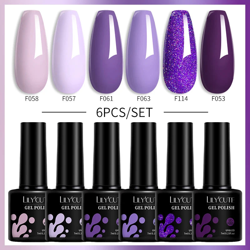 LILYCUTE Nail Gel Polish Set Pink Green Spring DIY Nail Art Design Long Lasting Soak Off UV Gel Manicure Painting Gel Vernis Kit