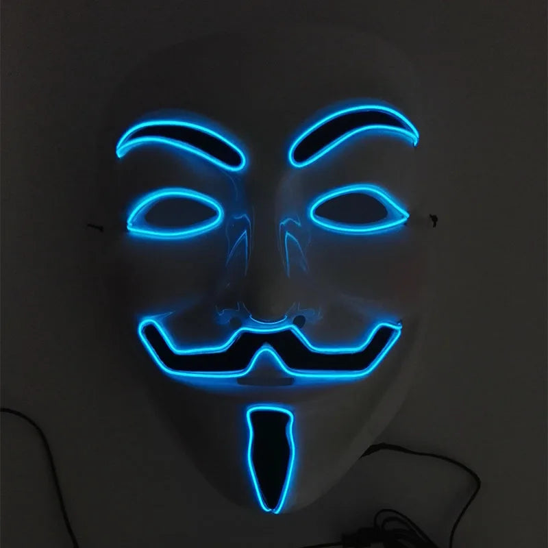 V For Vendetta Mask Cosplay Guy Fawkes Hacker Glowing Mask For Halloween Carnival  Decor Props